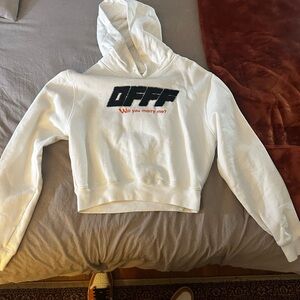 Off-White White Hoodie with Black and Orange Text small